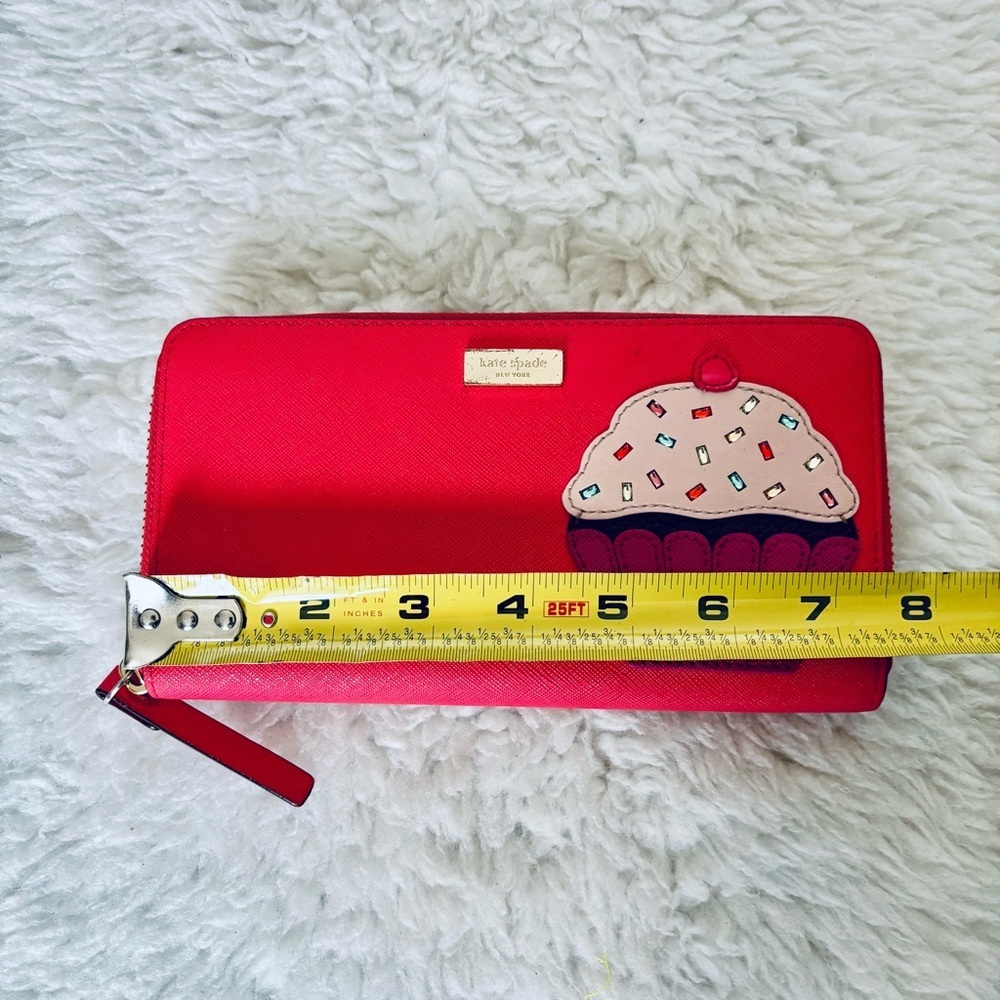 Kate Spade Take The Cake Cherry Red Zip Around Long Wallet - Picture 13 of 16